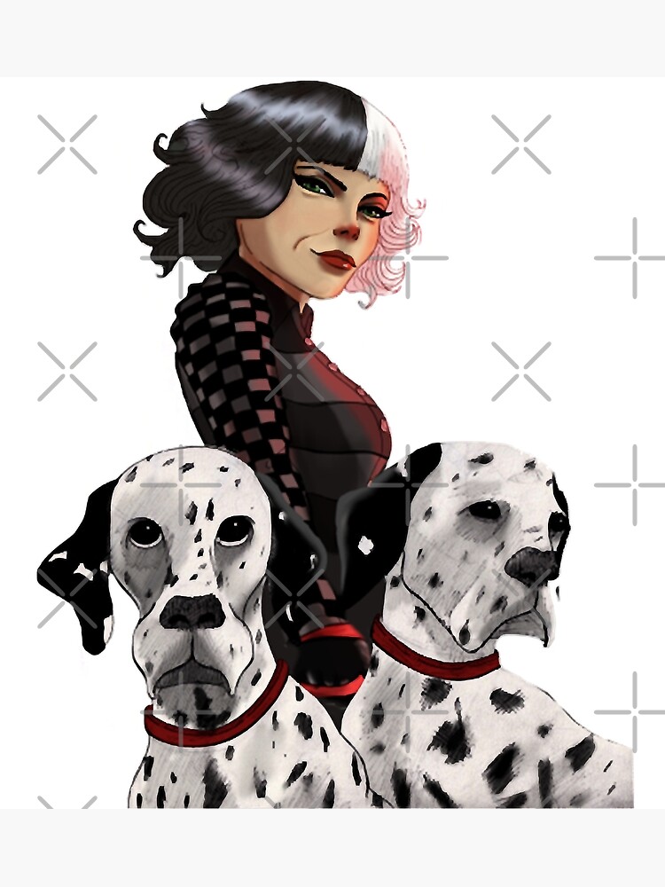 "Cruella with dogs" Poster by MariaJudy7 Redbubble