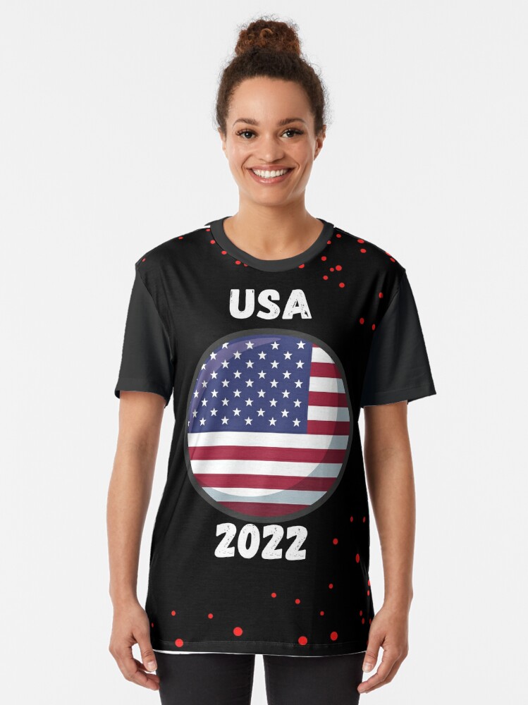 2022 United States of All Flag Graphic T-Shirt for Women