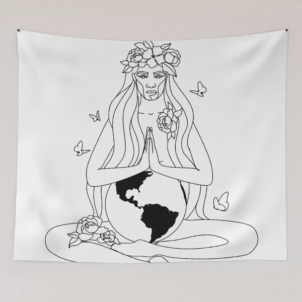Item preview, Woman Nature Earth Line drawing. Pregnant woman and motherhood Line art designed and sold by OneLinePrint.