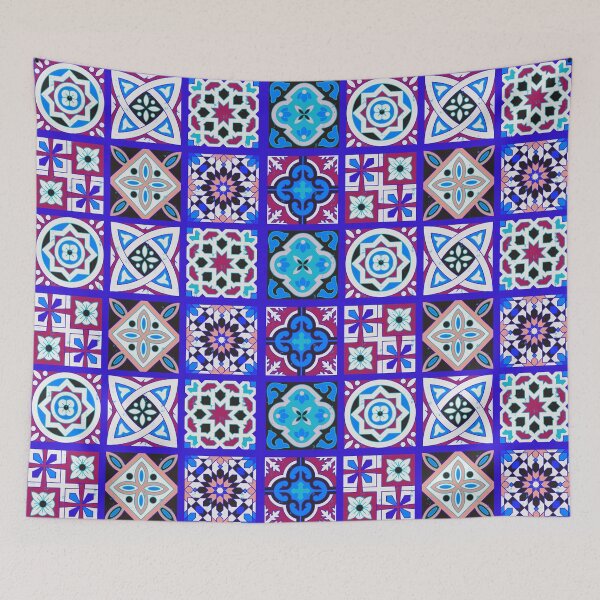 Item preview, Moroccan blue ceramic tiles pattern designed and sold by urban-color.
