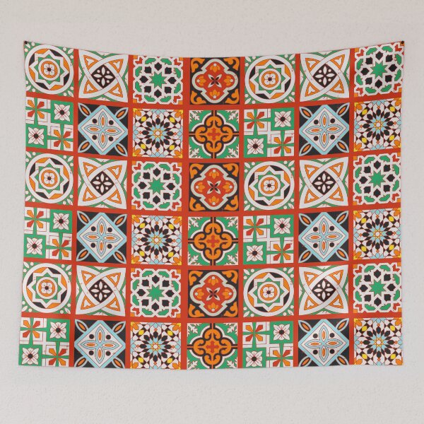 Item preview, Moroccan orange ceramic tiles pattern designed and sold by urban-color.