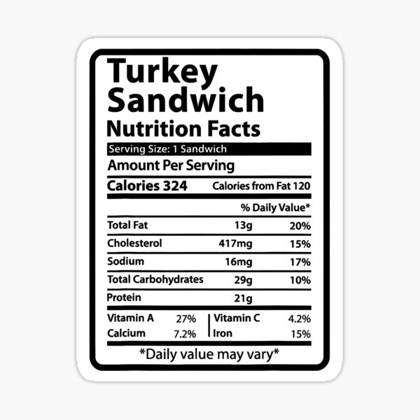 turkey-sandwich-nutrition-facts-sticker-for-sale-by-neverlosesf