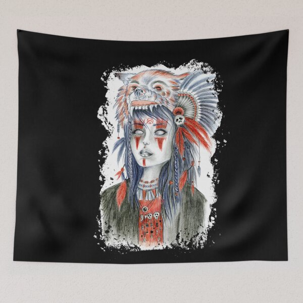 Item preview, Shaman bear woman portrait designed and sold by Akatamakata.