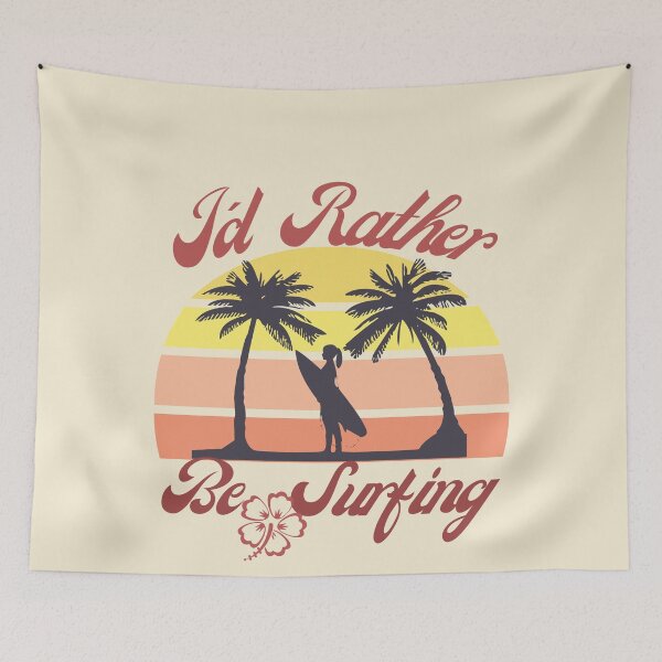Item preview, Id rather be Surfing - I would rather be surfing - Rerto sun set - Surfer GRL - Chasing Sunsets designed and sold by MinimalSketches.