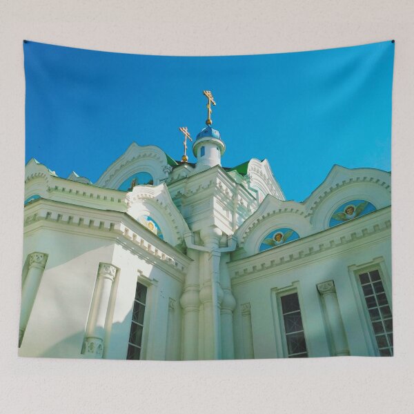 Item preview, Orthodox temple against the background of the blue cloudless sky, architectural decision  designed and sold by helenkaiy.