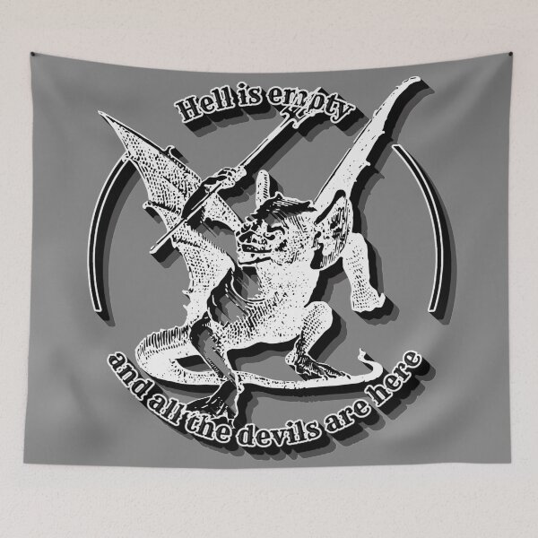 Item preview, Hell Is Empty Cool Monochrome Shakespeare Slogan With Vintage Devil designed and sold by TrulyEpoque.