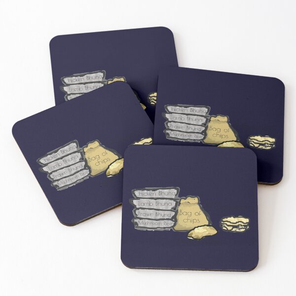 Item preview, Chicken Bhuna, Lamb Bhuna , Prawn Bhuna, Mushroom Rice, Bag of Chips, Keema Naan and 9 Poppadoms Cla designed and sold by InkyApparel.