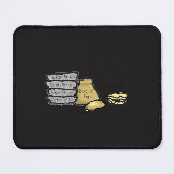 Item preview, Chicken Bhuna, Lamb Bhuna , Prawn Bhuna, Mushroom Rice, Bag of Chips, Keema Naan and 9 Poppadoms Cla designed and sold by InkyApparel.