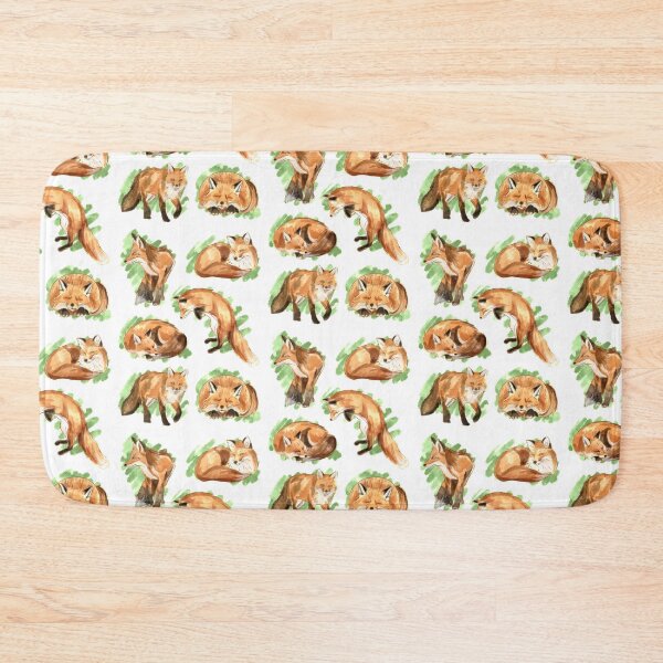 Item preview, Watercolour cute jumping sleeping funny pet friendly tamed fox poses pattern designed and sold by AJPaint.