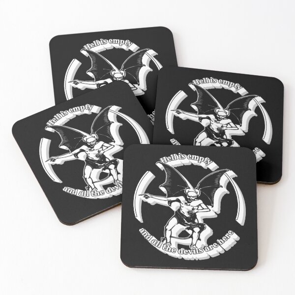 Item preview, Retro Laughing Devil Hell Is Empty Monochrome Shakespeare Slogan With Vintage Devil designed and sold by TrulyEpoque.