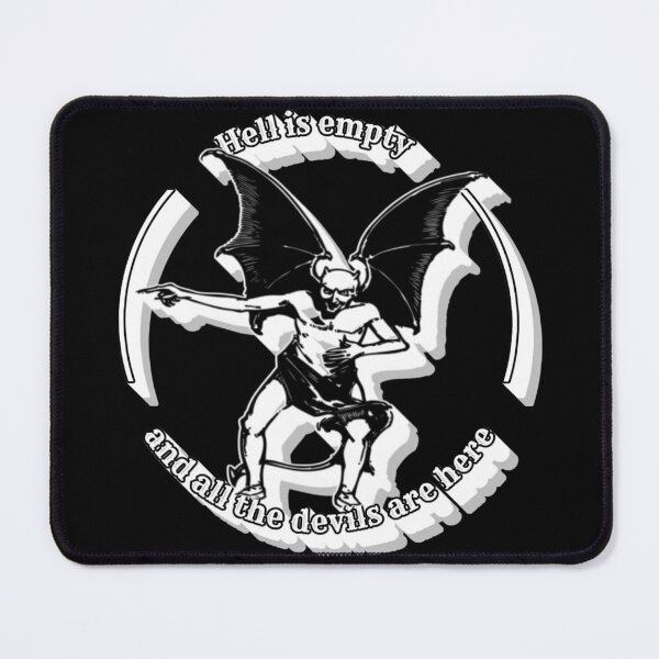 Item preview, Retro Laughing Devil Hell Is Empty Monochrome Shakespeare Slogan With Vintage Devil designed and sold by TrulyEpoque.