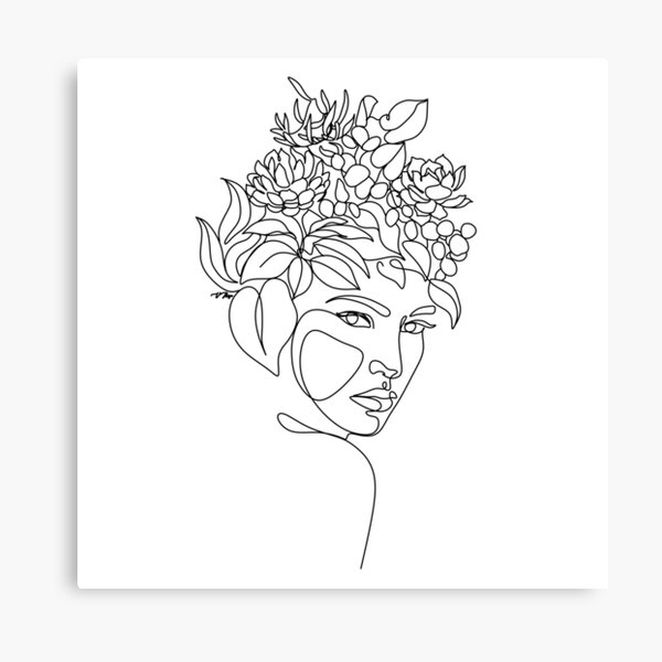 Flower Head Woman Art Print  Woman With Plants on Head Poster