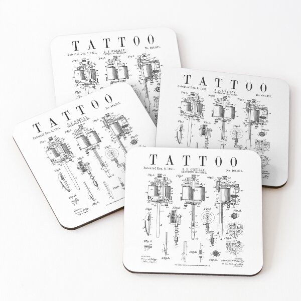 Item preview, Tattoo Artist Vintage Patent Tattooing Machine Drawing Print designed and sold by GrandeDuc.