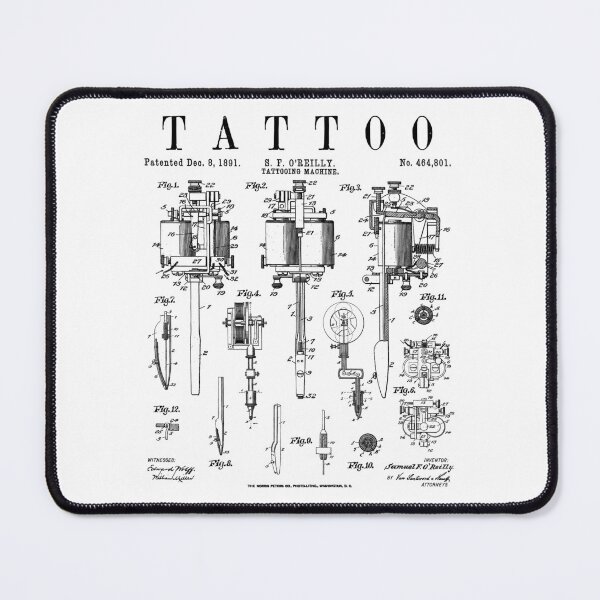 Item preview, Tattoo Artist Vintage Patent Tattooing Machine Drawing Print designed and sold by GrandeDuc.