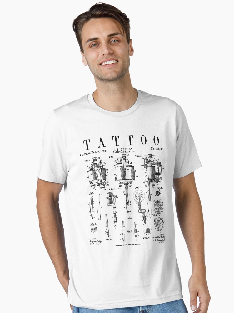 Tattoo Artist Vintage Patent Tattooing Machine Drawing Print Essential  T-Shirt