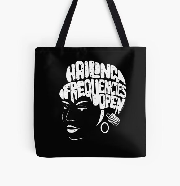 Uhura, Hailing Frequencies Open, Star Trek TOS, Starfield (dark backgrounds) All Over Print Tote Bag