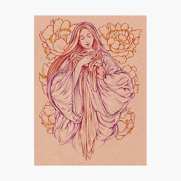 Madonna with peonies Photographic Print