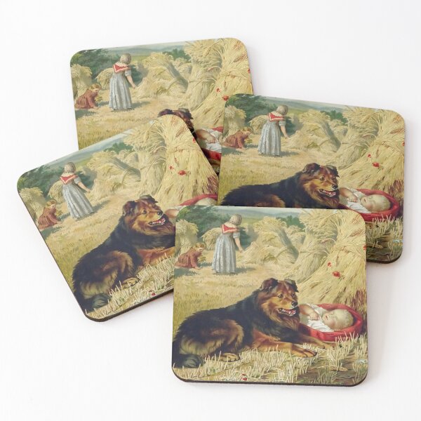 Item preview, On Guard - Pastoral Art Scene - Collie Dog & Baby Harvest designed and sold by Eccentrica.