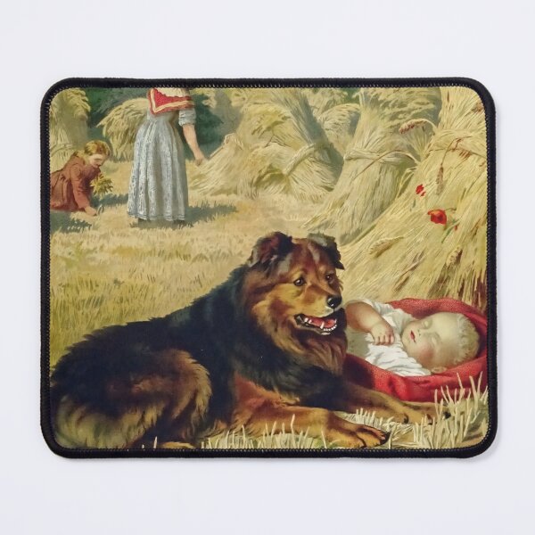 Item preview, On Guard - Pastoral Art Scene - Collie Dog & Baby Harvest designed and sold by Eccentrica.