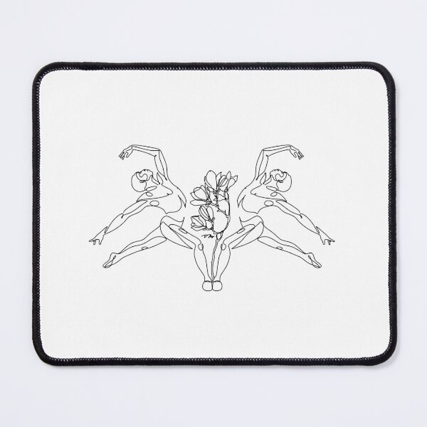 Item preview, Minimal illustration of male dancers. Surreal line art modern man with magnolia frower growing from him. Contemporary art. Young flexible athletic men with flowers.  designed and sold by OneLinePrint.