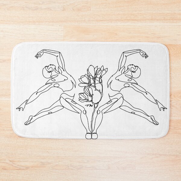 Item preview, Minimal illustration of male dancers. Surreal line art modern man with magnolia frower growing from him. Contemporary art. Young flexible athletic men with flowers.  designed and sold by OneLinePrint.