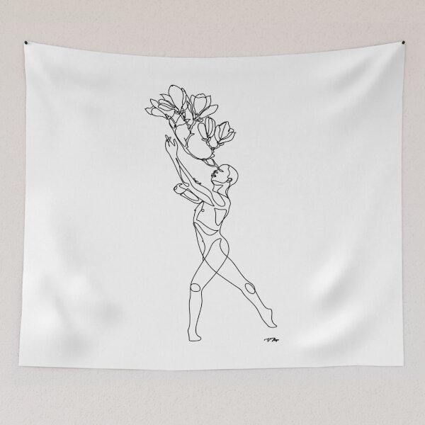 Item preview, Continuous line drawing of ballet dancer with magnolia flower. Beauty sexy dancer designed and sold by OneLinePrint.