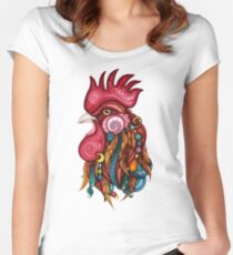 Tribal Rooster Design Women's Fitted Scoop T-Shirt