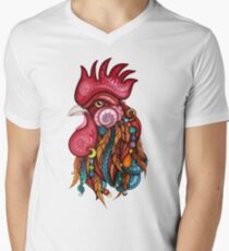 Tribal Rooster Design Men's V-Neck T-Shirt