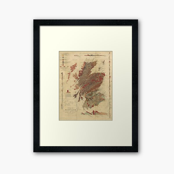 Vintage Geological Map of Scotland Framed Art Print