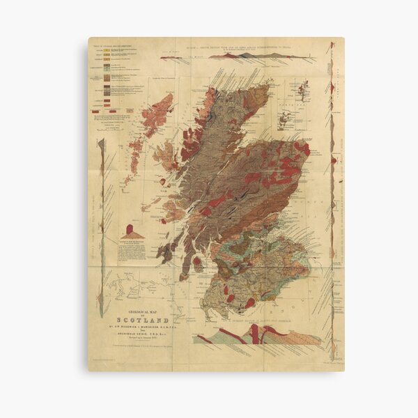 Vintage Geological Map of Scotland Canvas Print