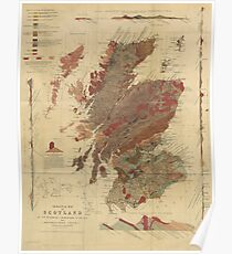 Vintage Geological Map of Scotland Poster
