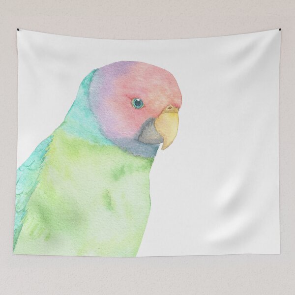 Item preview, Plum-headed parakeet watercolor portrait designed and sold by L'Atelier Oranjade.