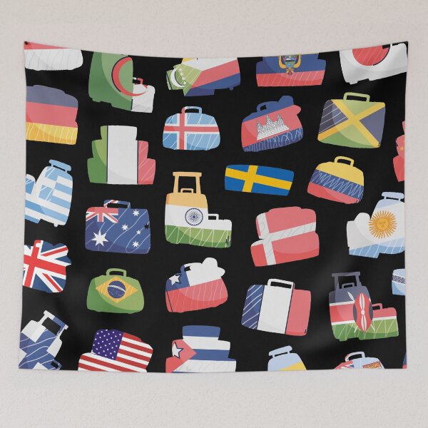 Item preview, Vacation Destination Luggage Flags Black designed and sold by ckylin.