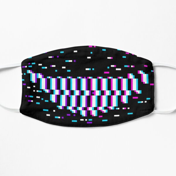 Glitch corrupted smiley pixel face design Flat Mask