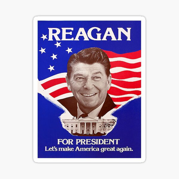 Reagan Bush 84 Retro Logo Red White Blue Election Ronald George 1984 84 Sticker For Sale By