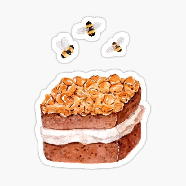 Item preview, German Bee Sting Cake - Watercolour Illustration designed and sold by Pattokarts.