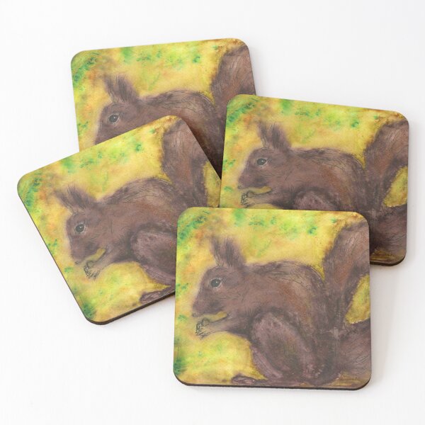 Item preview, Red Squirrel in pen and Brusho watercolour crystals designed and sold by LymphomaLass.