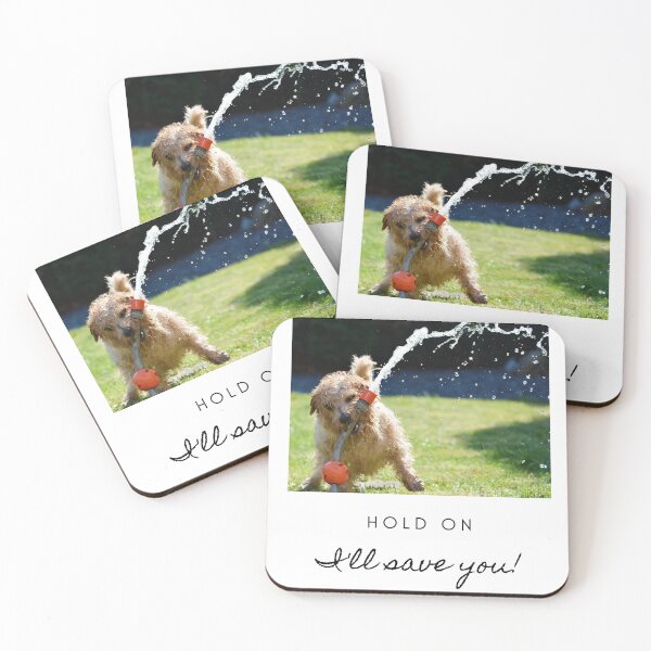 Item preview, Hold on, I'll save you! Protective terrier, fighting off the garden hose designed and sold by JellyBeenzz.