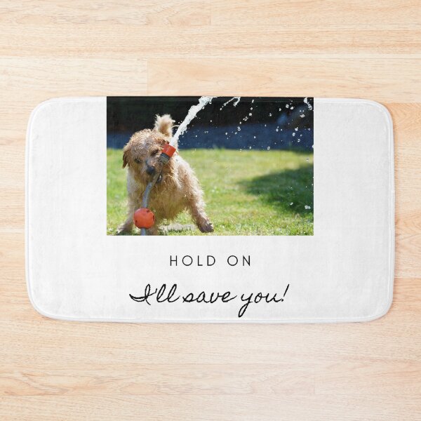 Item preview, Hold on, I'll save you! Protective terrier, fighting off the garden hose designed and sold by JellyBeenzz.