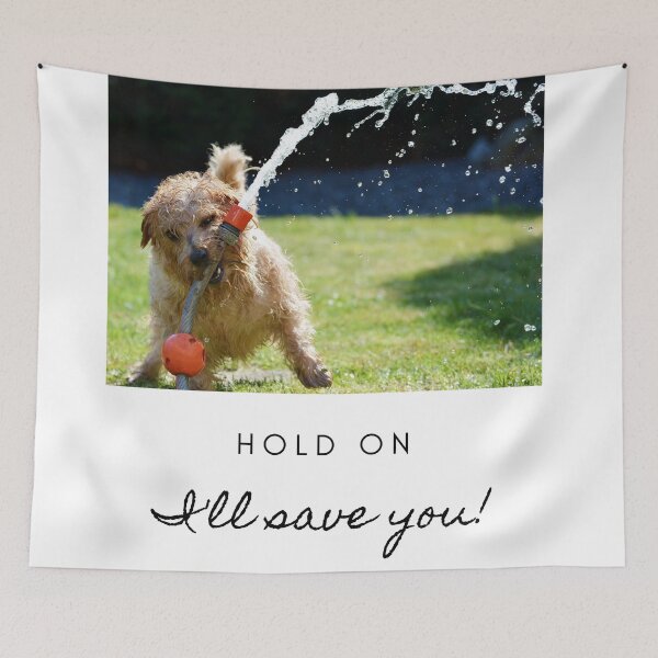Item preview, Hold on, I'll save you! Protective terrier, fighting off the garden hose designed and sold by JellyBeenzz.