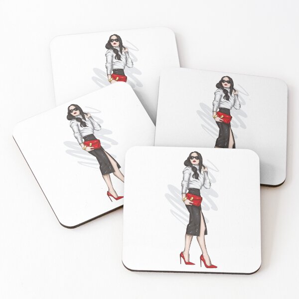 Item preview, Fantasy portrait of woman, Girl goddess in wreath, Red Purse, Red Heels. Stylish Business Women. Fashion model pose designed and sold by Obsesie.