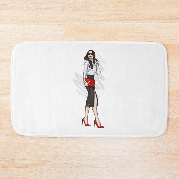 Item preview, Fantasy portrait of woman, Girl goddess in wreath, Red Purse, Red Heels. Stylish Business Women. Fashion model pose designed and sold by Obsesie.