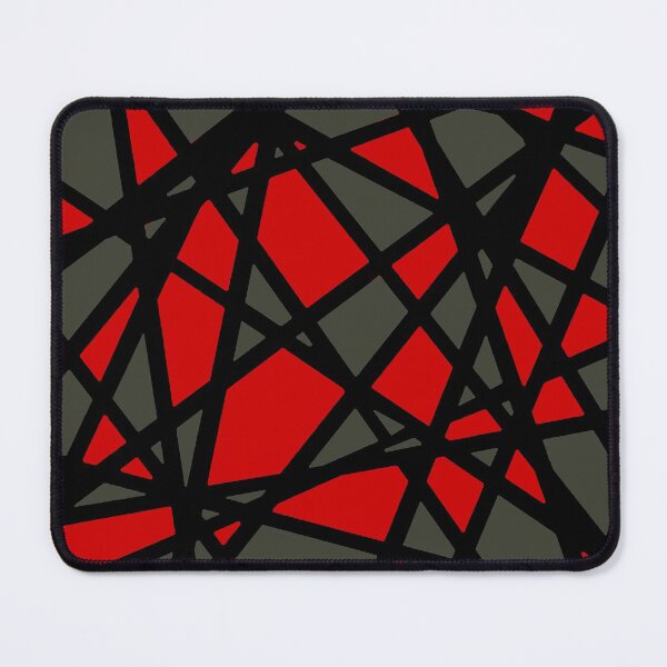 Item preview, Black Lines Create Irregular Shapes Red Accent Abstract designed and sold by taiche.