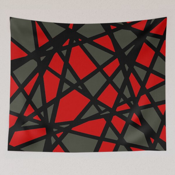 Item preview, Black Lines Create Irregular Shapes Red Accent Abstract designed and sold by taiche.