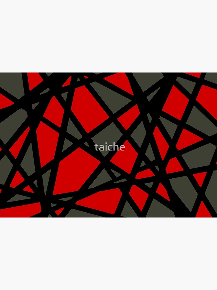 Black Lines Create Irregular Shapes Red Accent Abstract by taiche