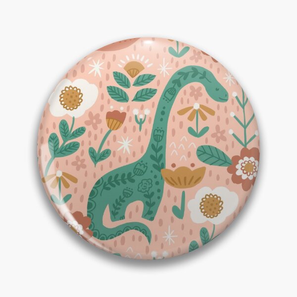 Item preview, Folk Floral Dinosaurs in Pink designed and sold by latheandquill.