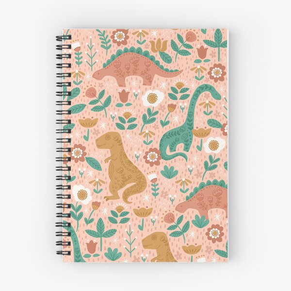 Item preview, Folk Floral Dinosaurs in Pink designed and sold by latheandquill.