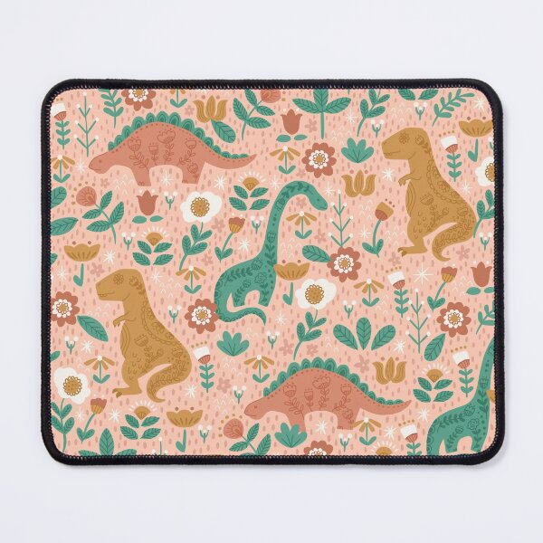 Item preview, Folk Floral Dinosaurs in Pink designed and sold by latheandquill.