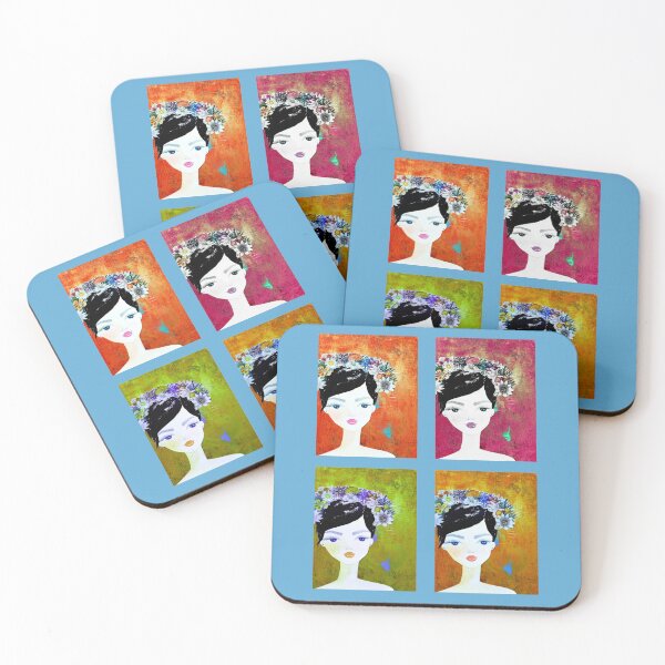 Item preview, Cute female face art sticker pack - "You should see me in a flower crown" design by CoolCleverCute designed and sold by CoolCleverCute.