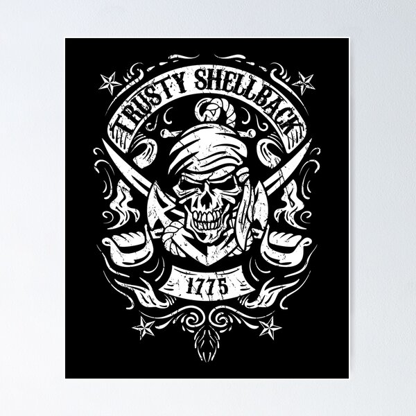 Item preview, Trusty Shellback Skull and Swords Equator Crossing Naval Art designed and sold by hobrath.